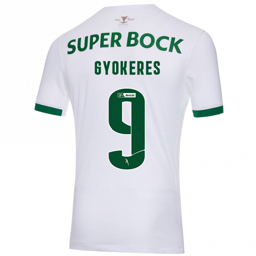 Vaikiškas Viktor Gyökeres #9 Balta Žalia Išvykos Marškinėliai 2024/25 T-Shirt