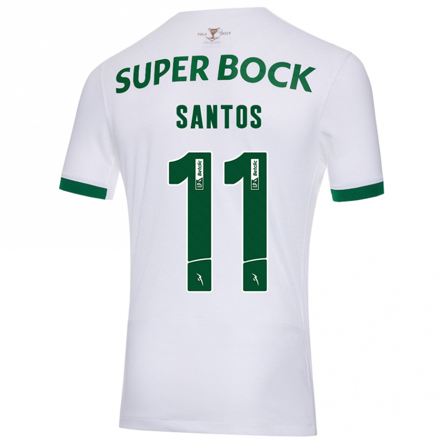 Vaikiškas Nuno Santos #11 Balta Žalia Išvykos Marškinėliai 2024/25 T-Shirt