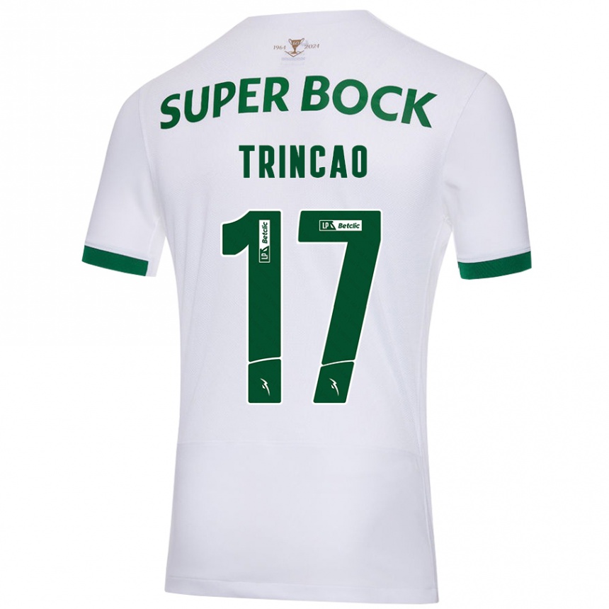 Vaikiškas Trincão #17 Balta Žalia Išvykos Marškinėliai 2024/25 T-Shirt