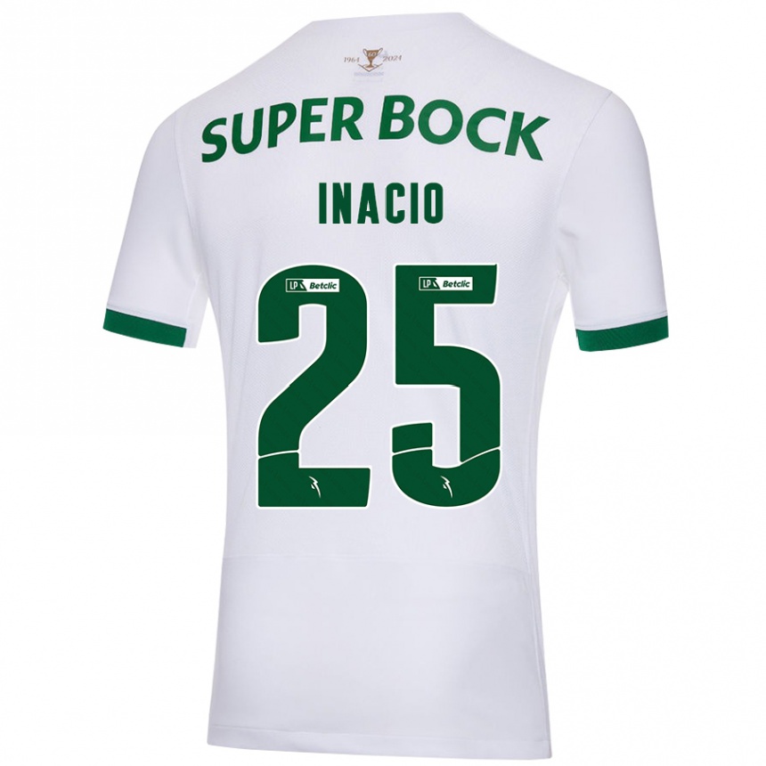 Vaikiškas Gonçalo Inácio #25 Balta Žalia Išvykos Marškinėliai 2024/25 T-Shirt