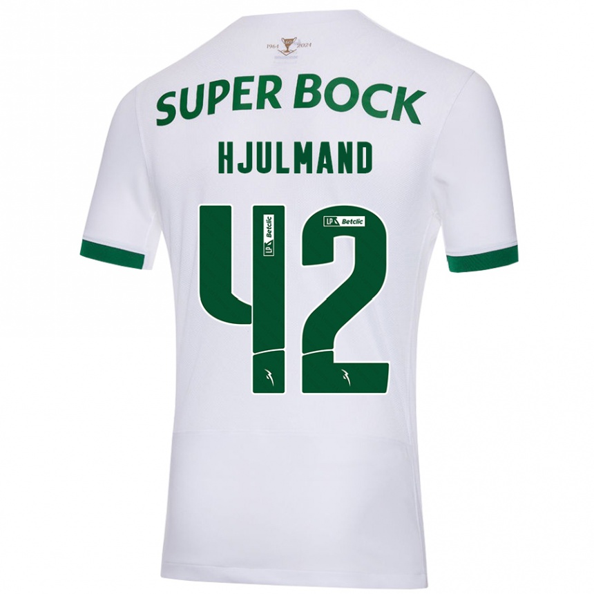 Vaikiškas Morten Hjulmand #42 Balta Žalia Išvykos Marškinėliai 2024/25 T-Shirt