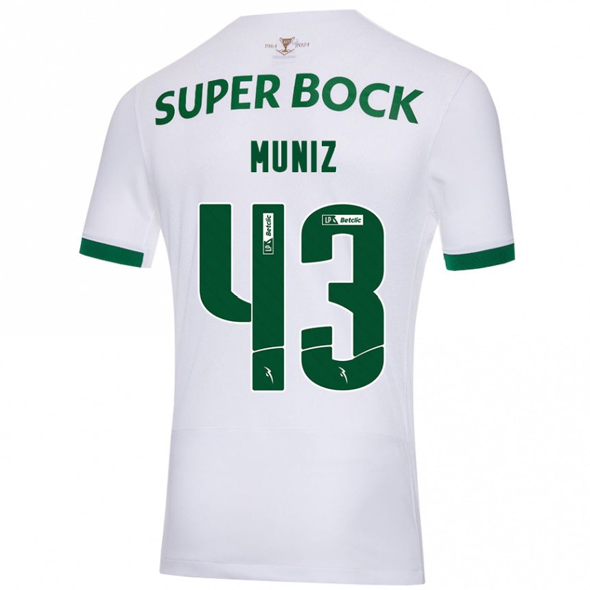 Vaikiškas João Muniz #43 Balta Žalia Išvykos Marškinėliai 2024/25 T-Shirt