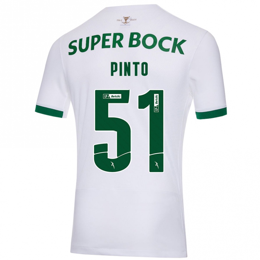 Vaikiškas Diogo Pinto #51 Balta Žalia Išvykos Marškinėliai 2024/25 T-Shirt