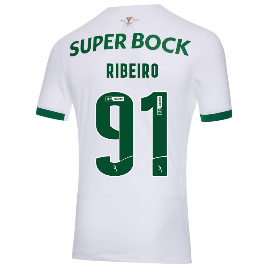 Vaikiškas Rodrigo Ribeiro #91 Balta Žalia Išvykos Marškinėliai 2024/25 T-Shirt