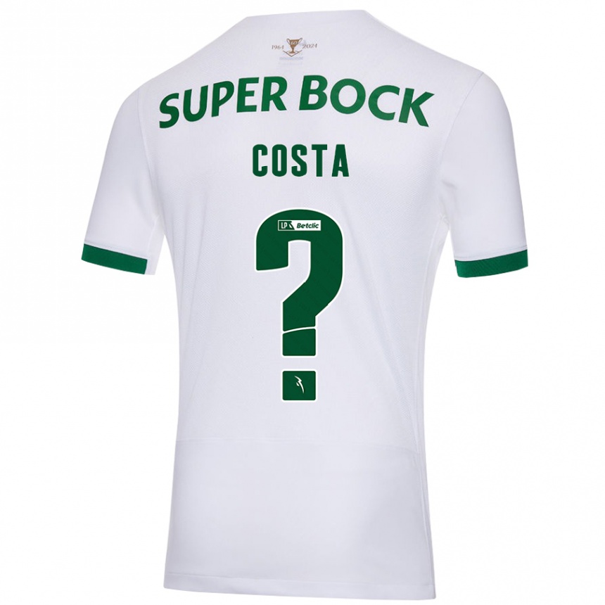 Vaikiškas Daniel Costa #0 Balta Žalia Išvykos Marškinėliai 2024/25 T-Shirt