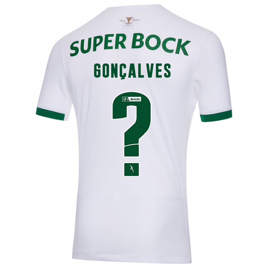 Vaikiškas Flávio Gonçalves #0 Balta Žalia Išvykos Marškinėliai 2024/25 T-Shirt