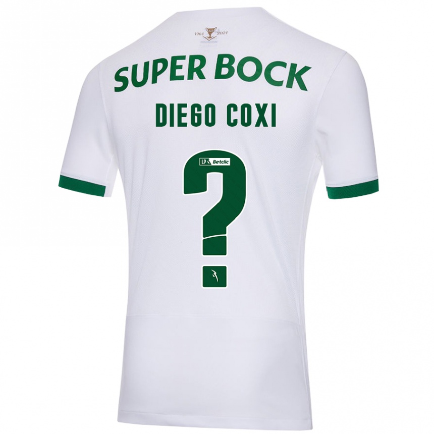 Vaikiškas Diego Coxi #0 Balta Žalia Išvykos Marškinėliai 2024/25 T-Shirt