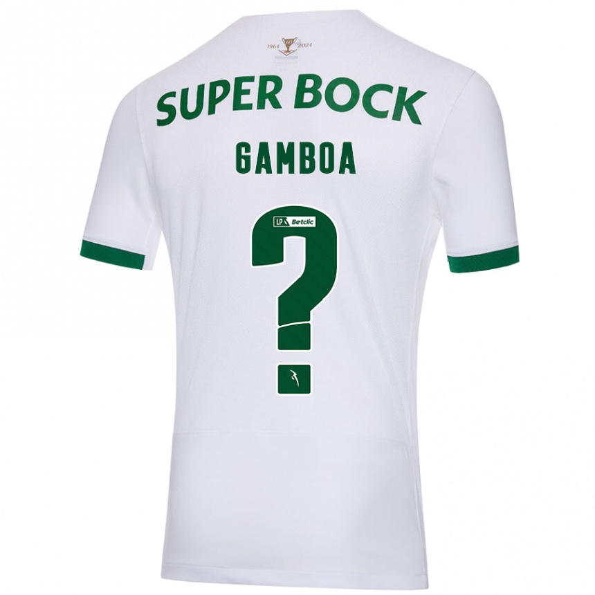 Vaikiškas Sandro Gamboa #0 Balta Žalia Išvykos Marškinėliai 2024/25 T-Shirt