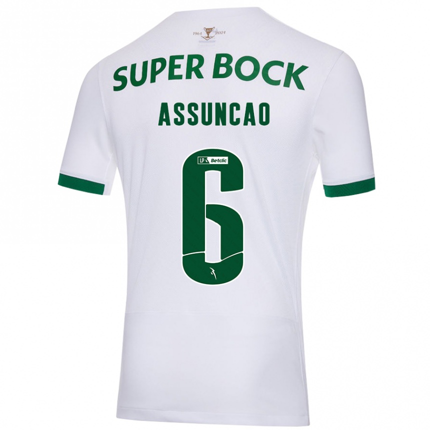 Vaikiškas João Assunção #6 Balta Žalia Išvykos Marškinėliai 2024/25 T-Shirt