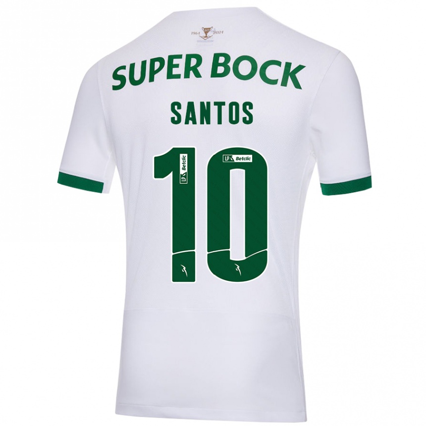 Vaikiškas Guilherme Santos #10 Balta Žalia Išvykos Marškinėliai 2024/25 T-Shirt