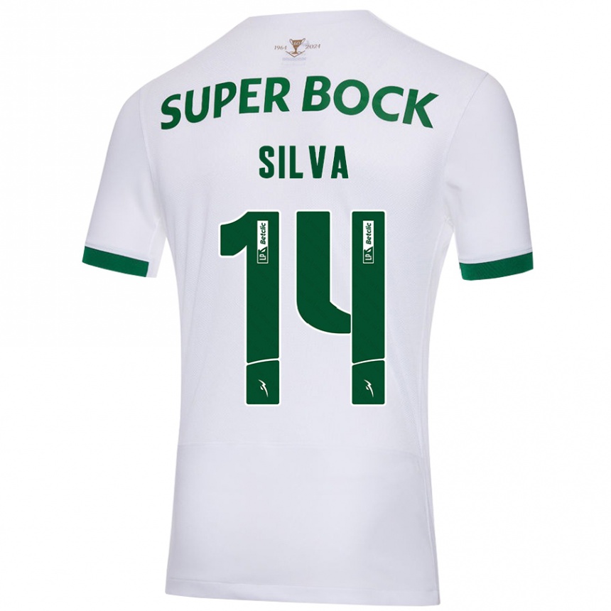 Vaikiškas Guilherme Silva #14 Balta Žalia Išvykos Marškinėliai 2024/25 T-Shirt