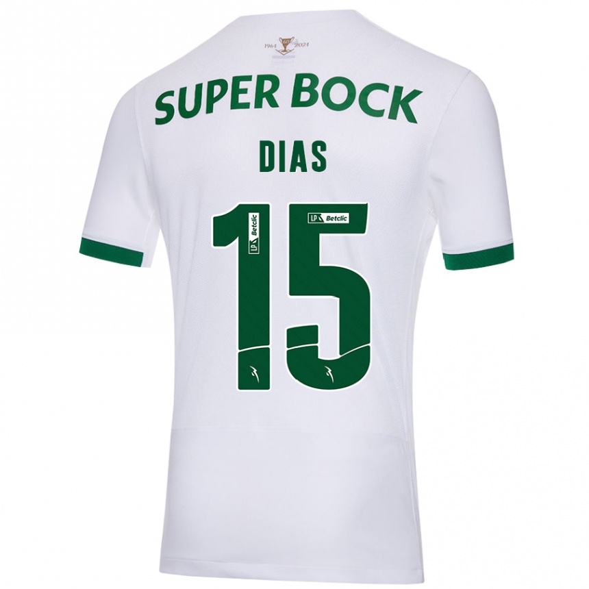 Vaikiškas Rodrigo Dias #15 Balta Žalia Išvykos Marškinėliai 2024/25 T-Shirt