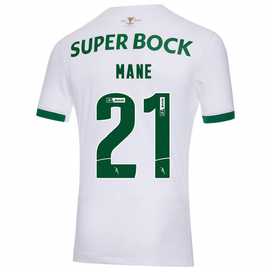 Vaikiškas Isnaba Mané #21 Balta Žalia Išvykos Marškinėliai 2024/25 T-Shirt