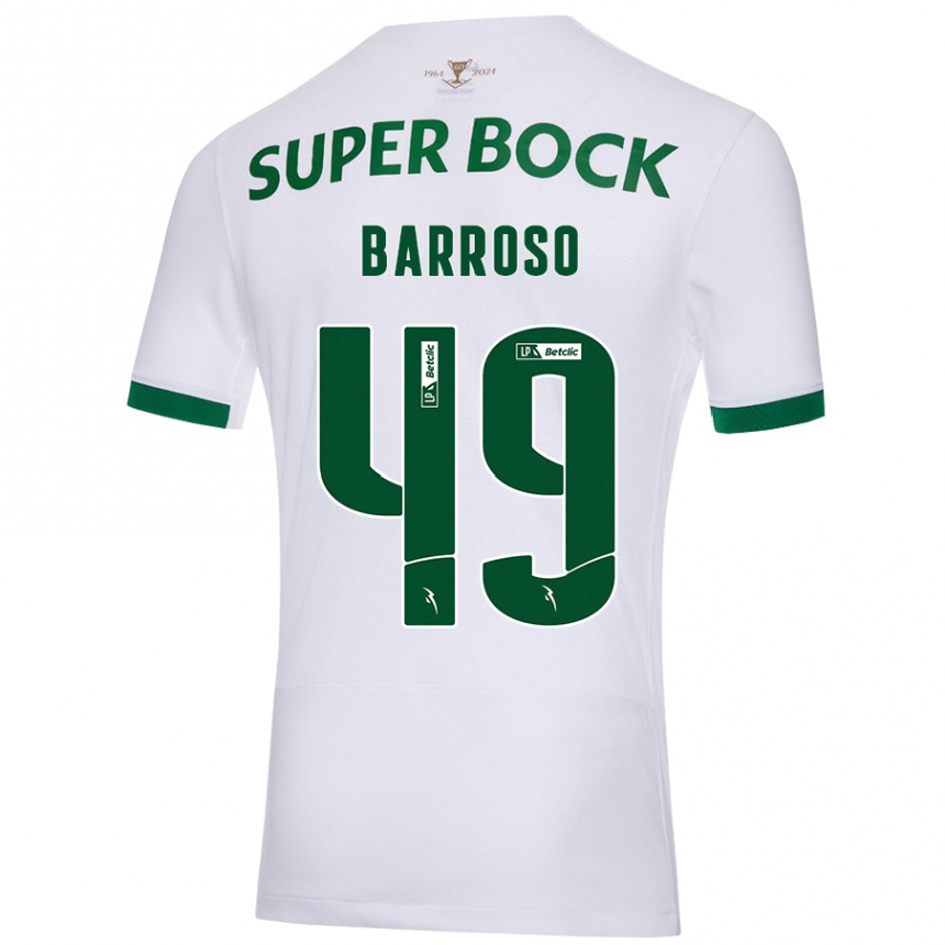 Vaikiškas Leonardo Barroso #49 Balta Žalia Išvykos Marškinėliai 2024/25 T-Shirt