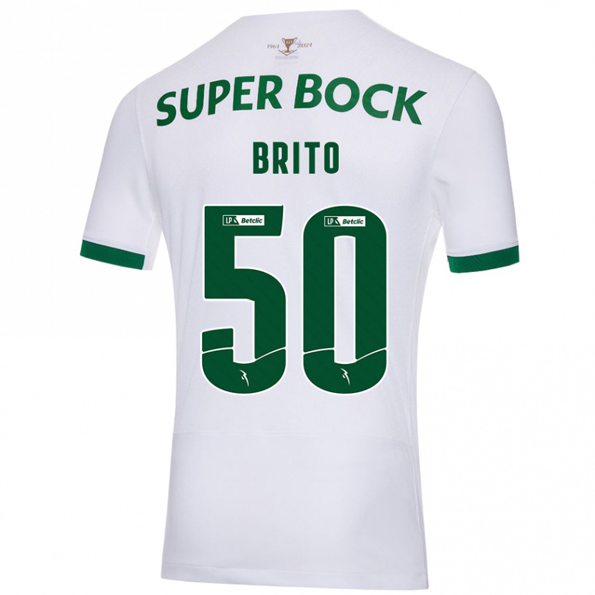 Vaikiškas Alexandre Brito #50 Balta Žalia Išvykos Marškinėliai 2024/25 T-Shirt