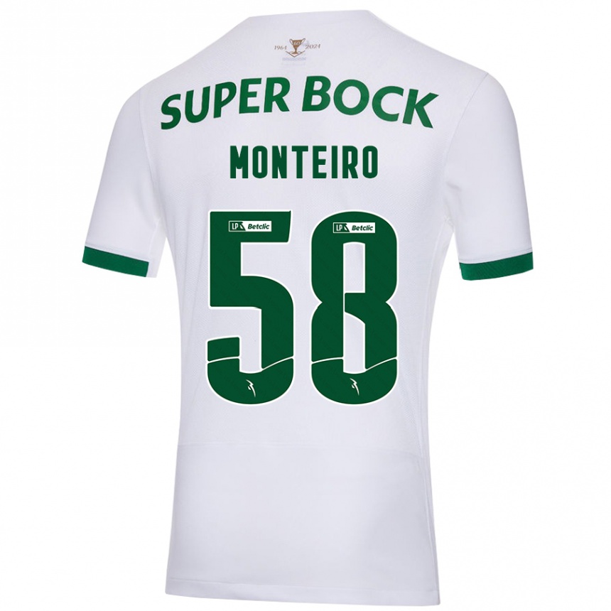 Vaikiškas David Monteiro #58 Balta Žalia Išvykos Marškinėliai 2024/25 T-Shirt