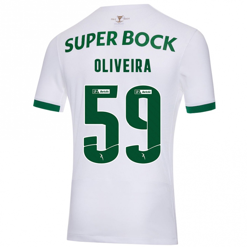 Vaikiškas Kauã Oliveira #59 Balta Žalia Išvykos Marškinėliai 2024/25 T-Shirt