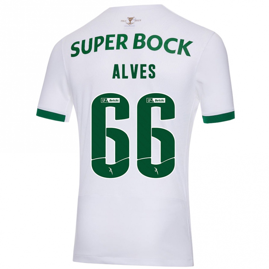 Vaikiškas Miguel Alves #66 Balta Žalia Išvykos Marškinėliai 2024/25 T-Shirt