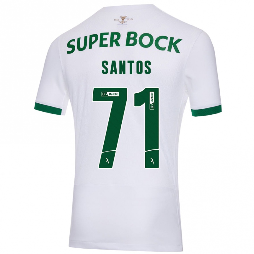 Vaikiškas Denilson Santos #71 Balta Žalia Išvykos Marškinėliai 2024/25 T-Shirt