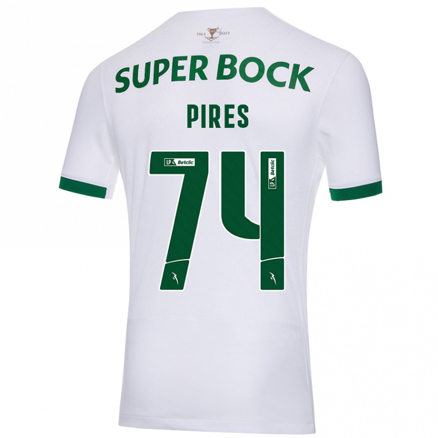 Vaikiškas Guilherme Pires #74 Balta Žalia Išvykos Marškinėliai 2024/25 T-Shirt