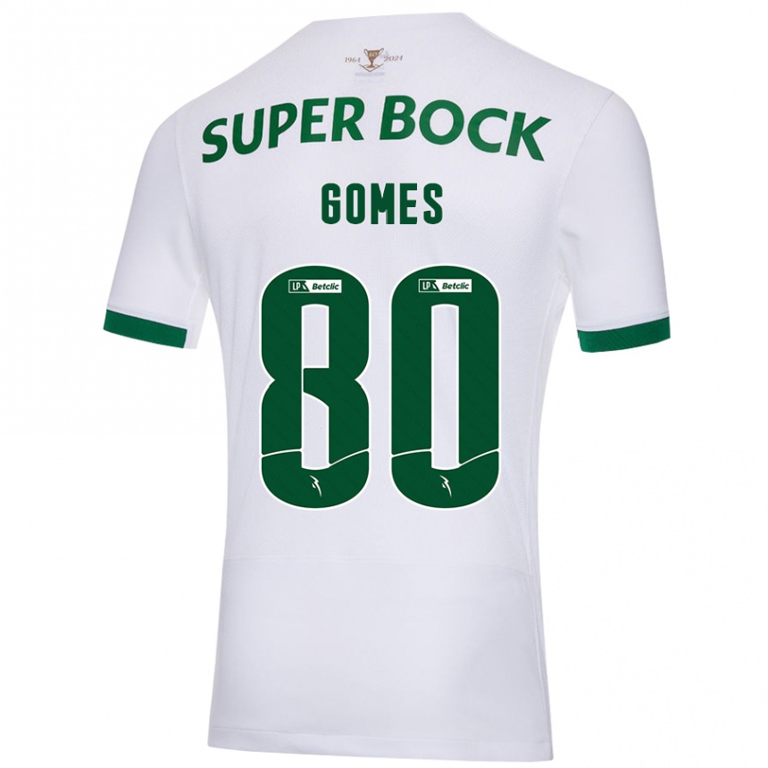 Vaikiškas Luís Gomes #80 Balta Žalia Išvykos Marškinėliai 2024/25 T-Shirt