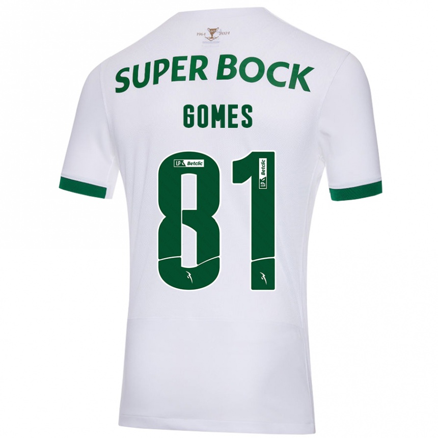 Vaikiškas Salvador Gomes #81 Balta Žalia Išvykos Marškinėliai 2024/25 T-Shirt