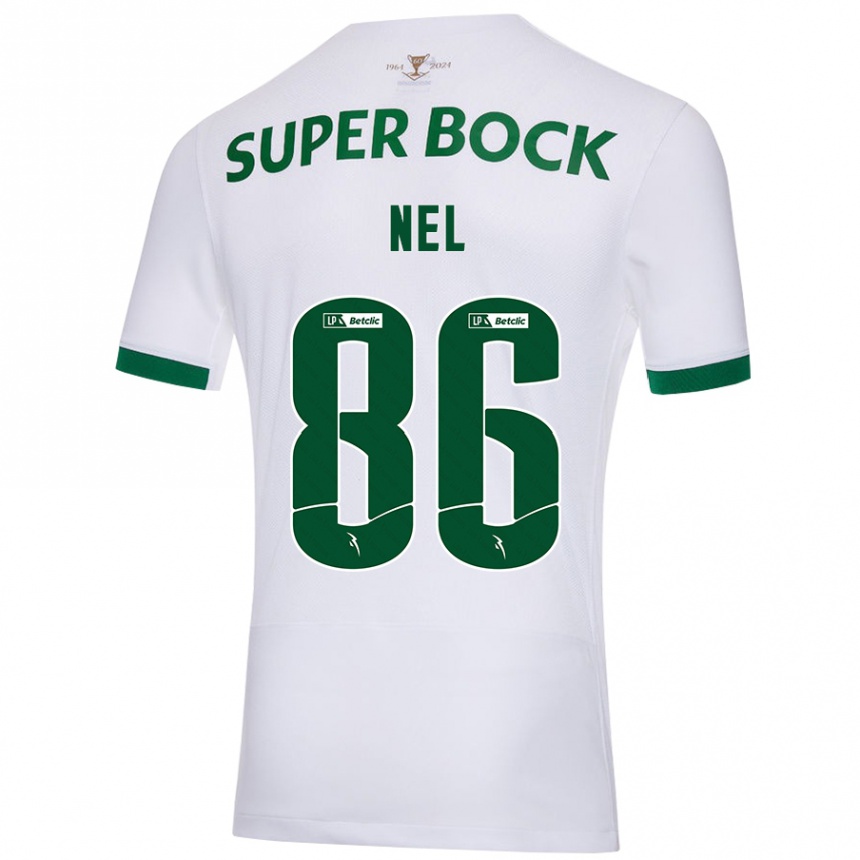 Vaikiškas Rafael Nel #86 Balta Žalia Išvykos Marškinėliai 2024/25 T-Shirt