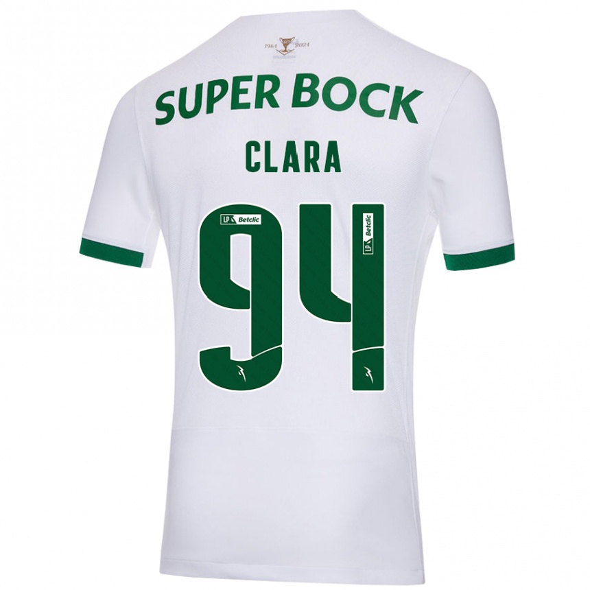 Vaikiškas Diogo Clara #94 Balta Žalia Išvykos Marškinėliai 2024/25 T-Shirt