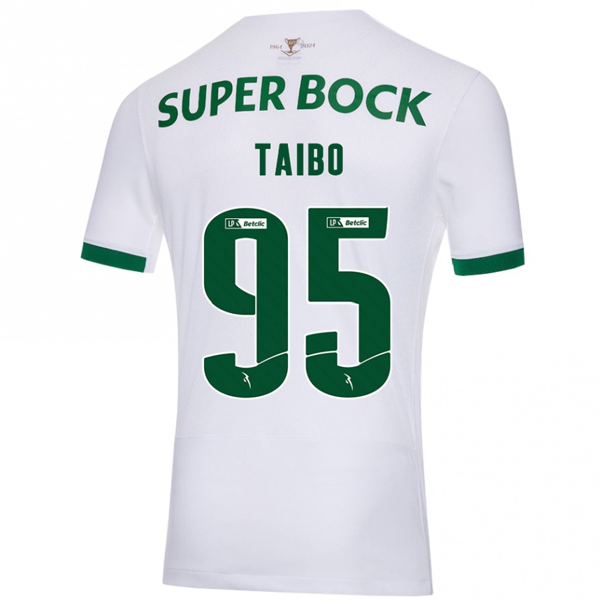 Vaikiškas Lucas Taibo #95 Balta Žalia Išvykos Marškinėliai 2024/25 T-Shirt