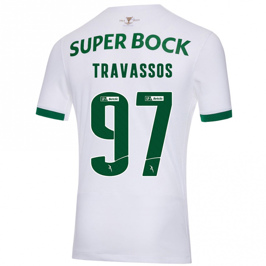 Vaikiškas Travassos #97 Balta Žalia Išvykos Marškinėliai 2024/25 T-Shirt