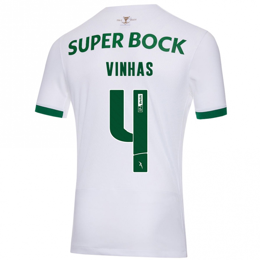 Vaikiškas Gabriela Vinhas #4 Balta Žalia Išvykos Marškinėliai 2024/25 T-Shirt