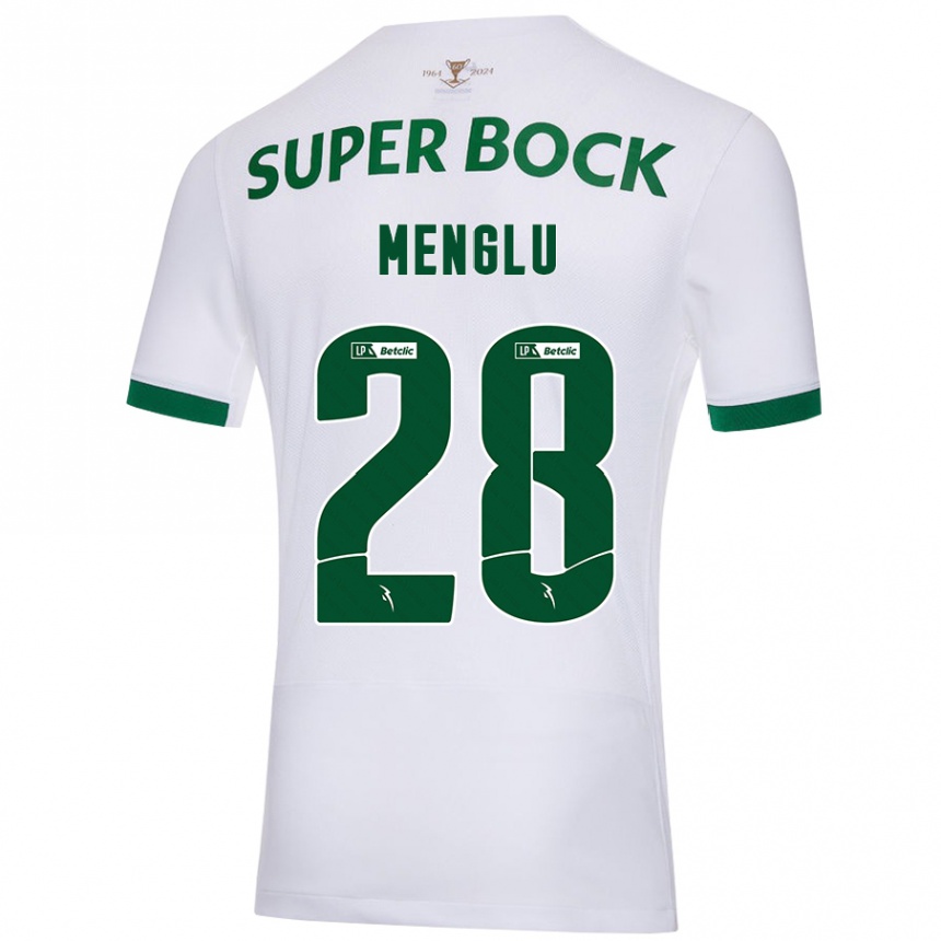 Vaikiškas Shen Menglu #28 Balta Žalia Išvykos Marškinėliai 2024/25 T-Shirt