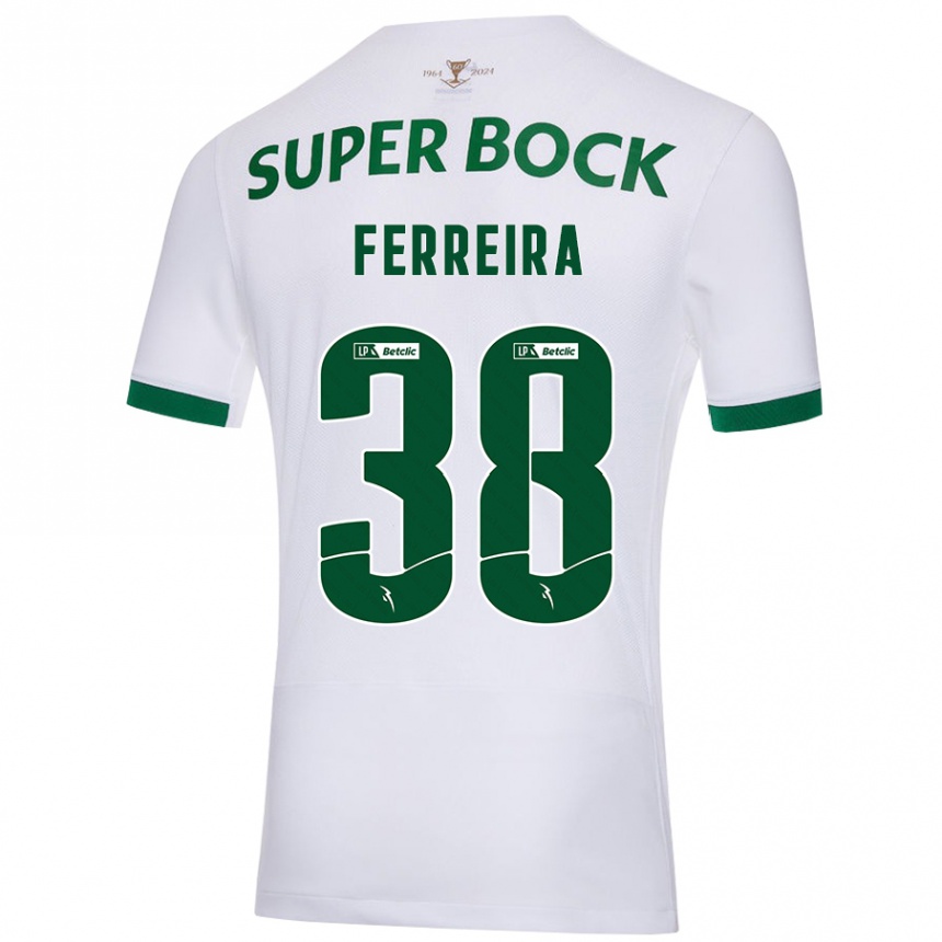 Vaikiškas Marta Ferreira #38 Balta Žalia Išvykos Marškinėliai 2024/25 T-Shirt