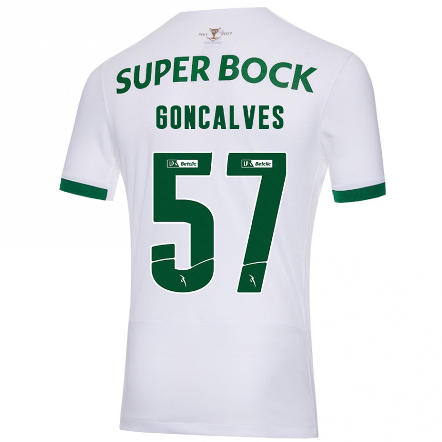 Vaikiškas Inês Gonçalves #57 Balta Žalia Išvykos Marškinėliai 2024/25 T-Shirt