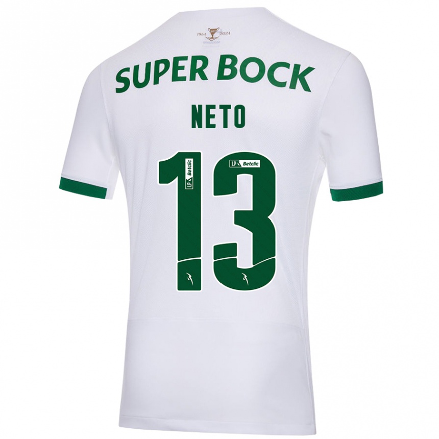 Vaikiškas Luís Neto #13 Balta Žalia Išvykos Marškinėliai 2024/25 T-Shirt