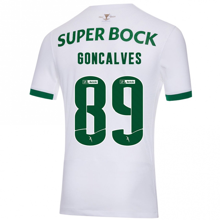 Vaikiškas André Gonçalves #89 Balta Žalia Išvykos Marškinėliai 2024/25 T-Shirt