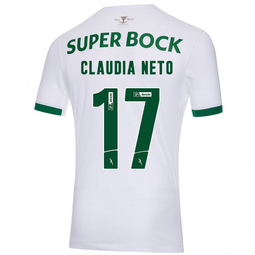 Vaikiškas Cláudia Teresa Pires Neto #17 Balta Žalia Išvykos Marškinėliai 2024/25 T-Shirt