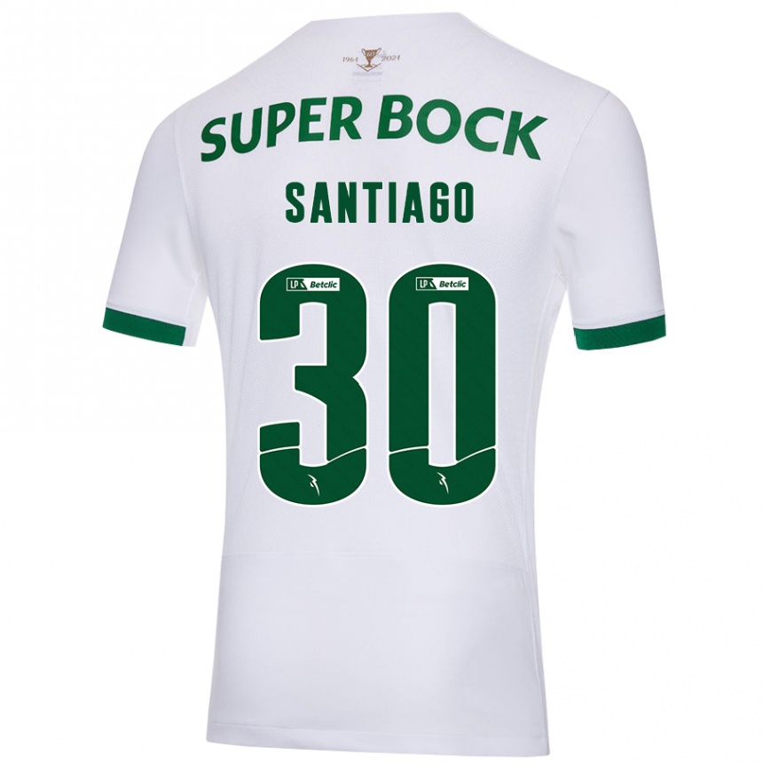 Vaikiškas Carolina Santiago #30 Balta Žalia Išvykos Marškinėliai 2024/25 T-Shirt