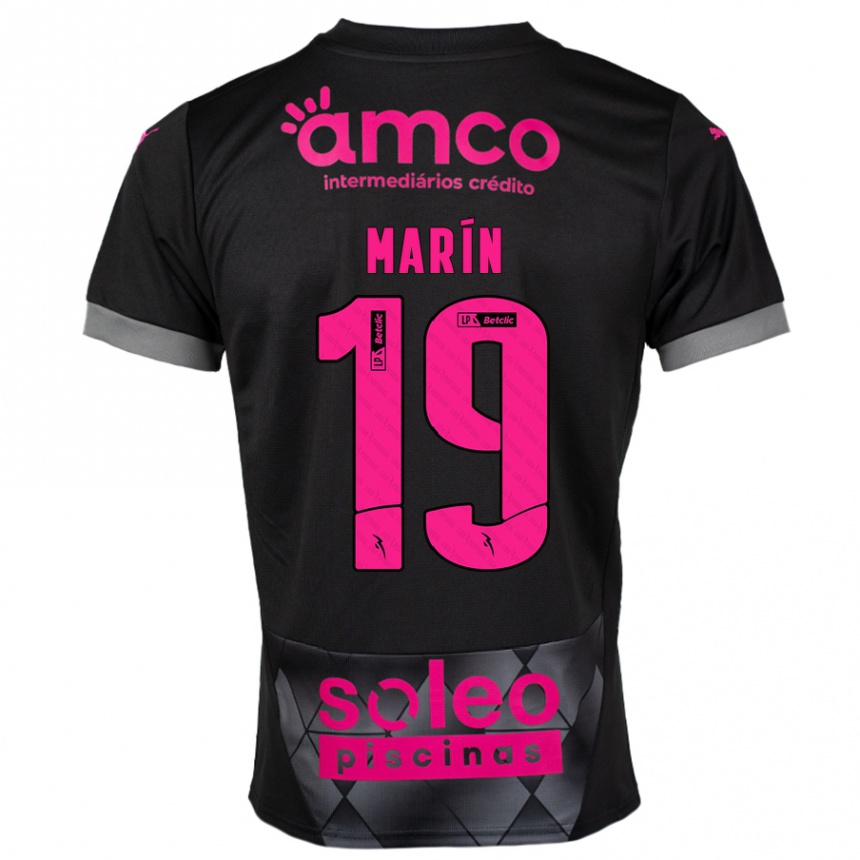 Vaikiškas Adrián Marín #19 Juoda Rožinė Išvykos Marškinėliai 2024/25 T-Shirt