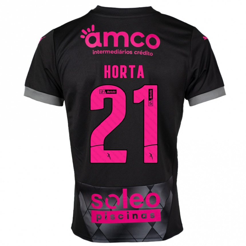 Vaikiškas Ricardo Horta #21 Juoda Rožinė Išvykos Marškinėliai 2024/25 T-Shirt