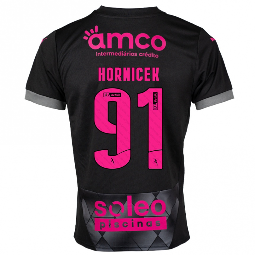 Vaikiškas Lukas Hornicek #91 Juoda Rožinė Išvykos Marškinėliai 2024/25 T-Shirt