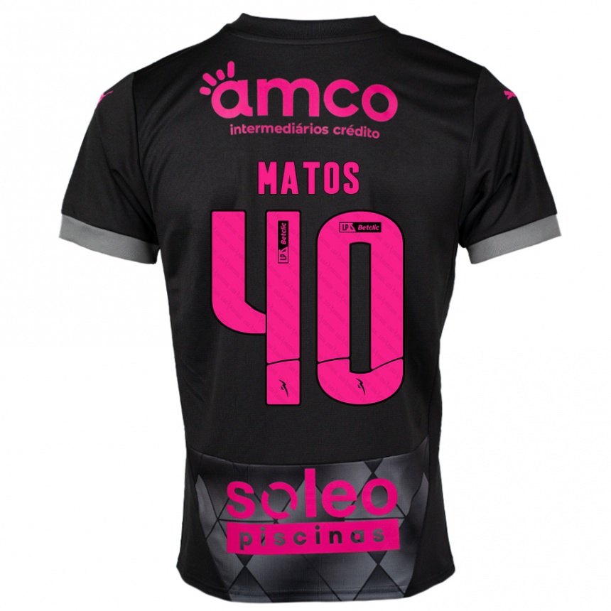 Vaikiškas João Matos #40 Juoda Rožinė Išvykos Marškinėliai 2024/25 T-Shirt