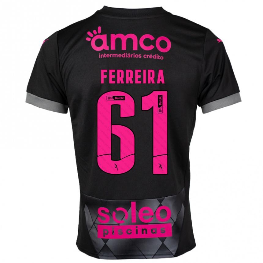 Vaikiškas Tiago Ferreira #61 Juoda Rožinė Išvykos Marškinėliai 2024/25 T-Shirt