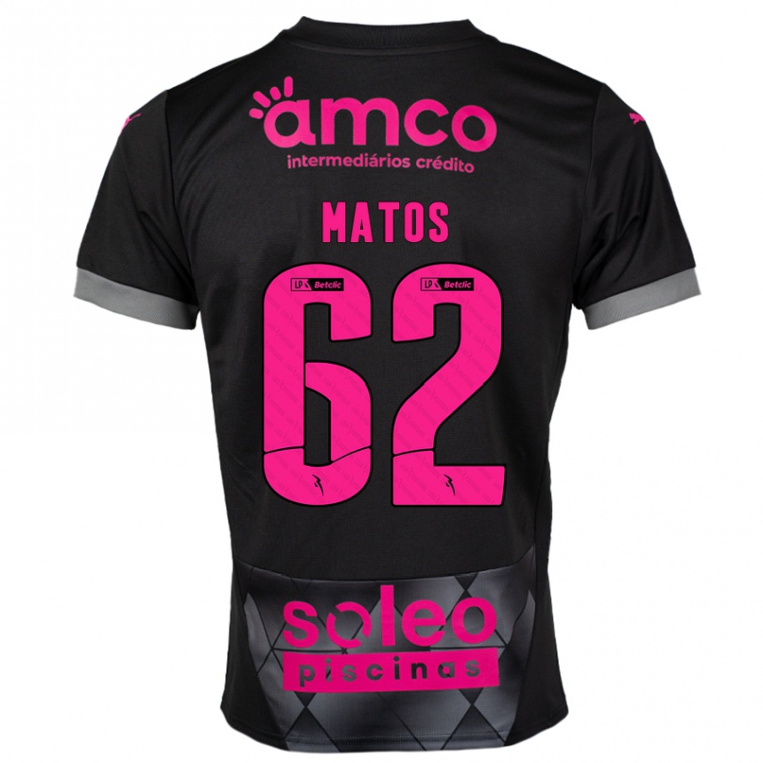 Vaikiškas Nuno Matos #62 Juoda Rožinė Išvykos Marškinėliai 2024/25 T-Shirt