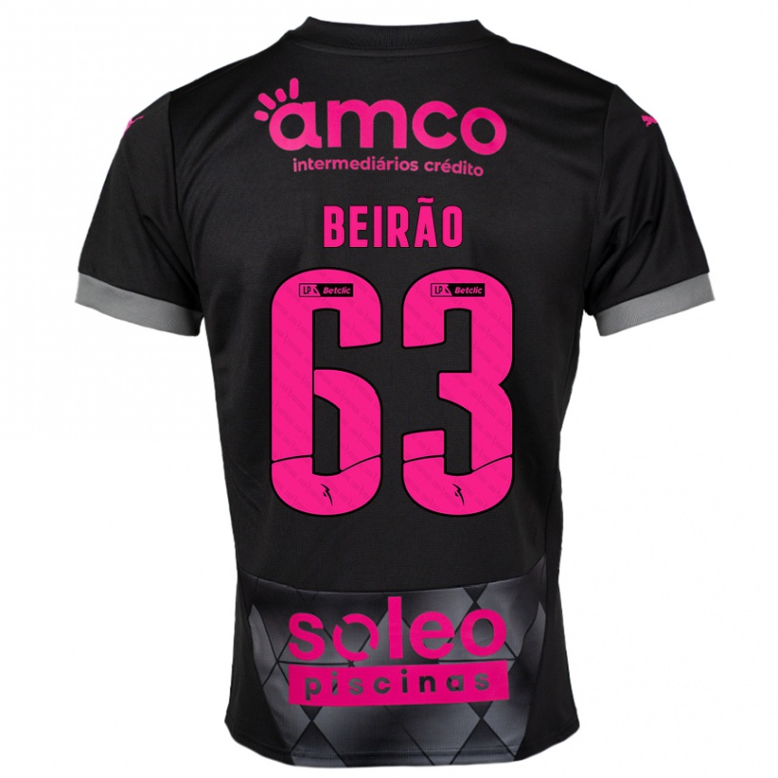 Vaikiškas Rodrigo Beirão #63 Juoda Rožinė Išvykos Marškinėliai 2024/25 T-Shirt