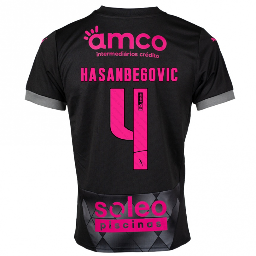 Vaikiškas Melisa Hasanbegović #4 Juoda Rožinė Išvykos Marškinėliai 2024/25 T-Shirt