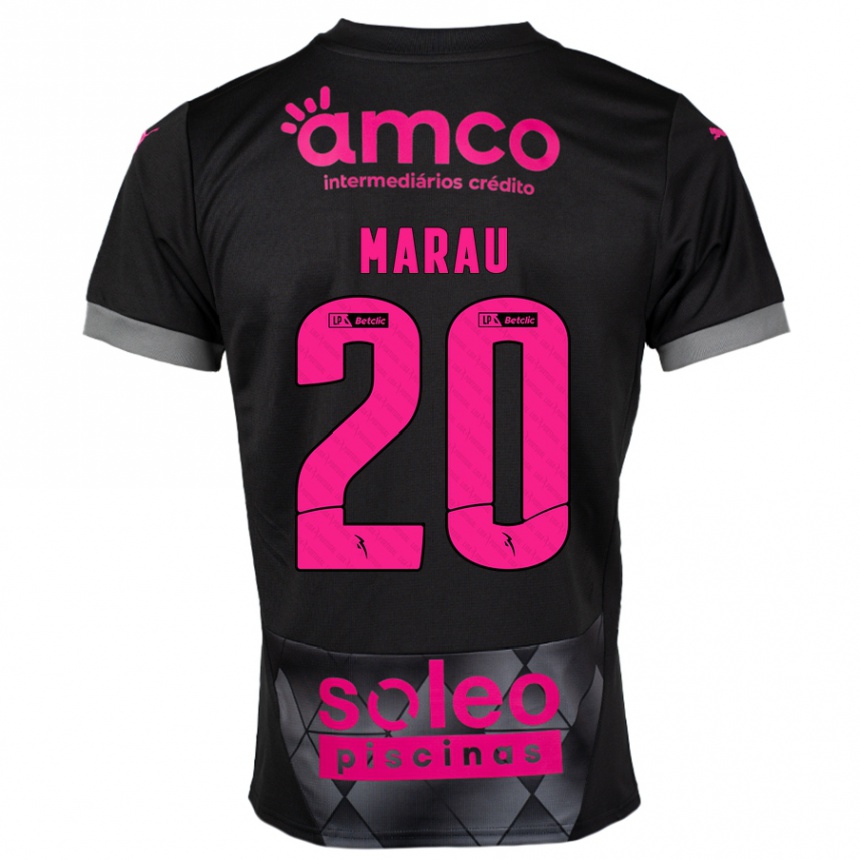 Vaikiškas Madalena Marau #20 Juoda Rožinė Išvykos Marškinėliai 2024/25 T-Shirt