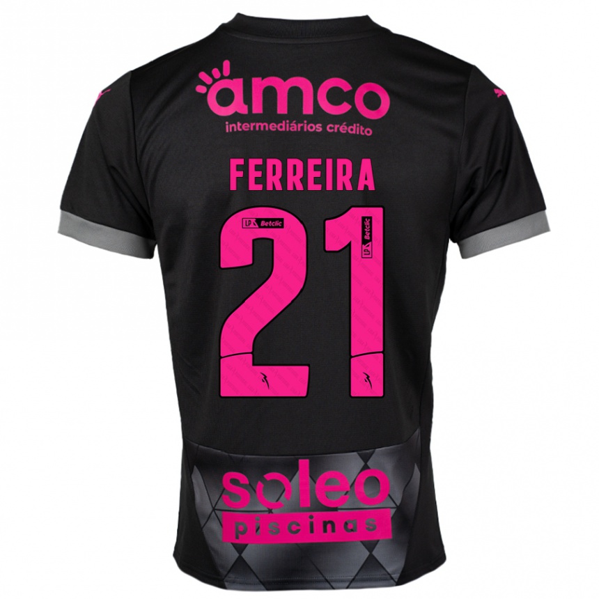 Vaikiškas Ana Carolina Ferreira #21 Juoda Rožinė Išvykos Marškinėliai 2024/25 T-Shirt