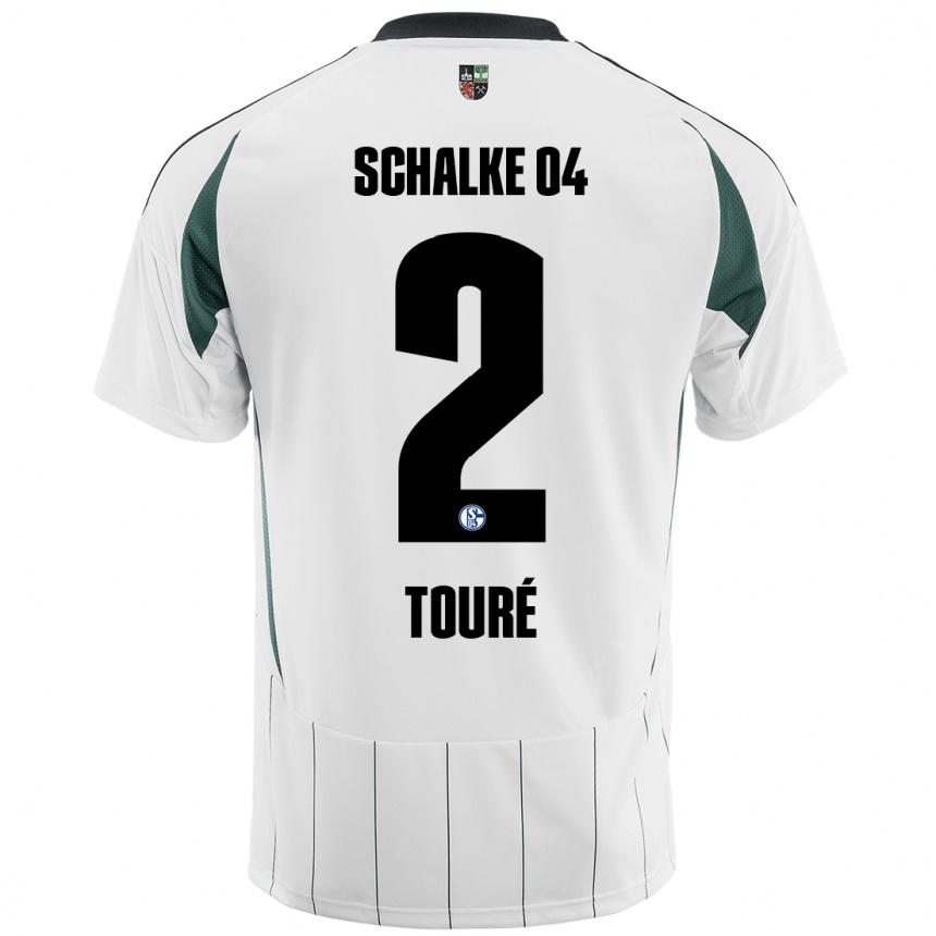 Vaikiškas Tidiane Touré #2 Balta Žalia Išvykos Marškinėliai 2024/25 T-Shirt