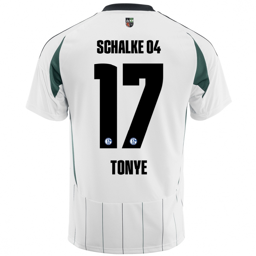 Vaikiškas Yannick Tonye #17 Balta Žalia Išvykos Marškinėliai 2024/25 T-Shirt